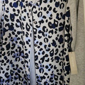 Chico’s 2 long sleeve grey cheetah print sweater cardigan NWT